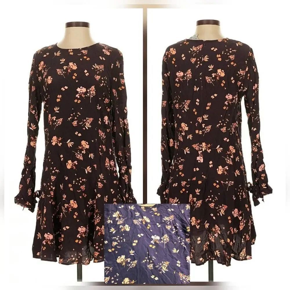 Amour Vert Silk Floral Girlhoodcore Plum Dress Sz. S